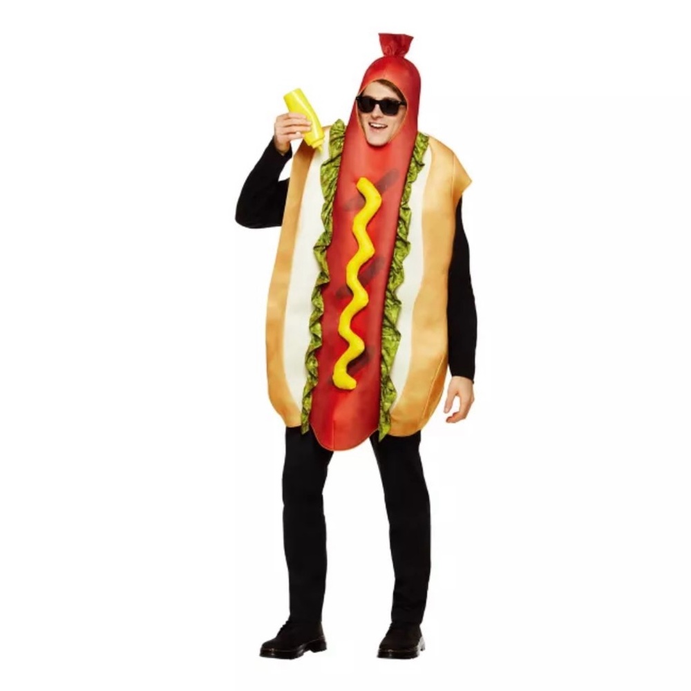 Spirit Hot Dog Costume for Adults or Larger Kids - Red, Yellow, Tan